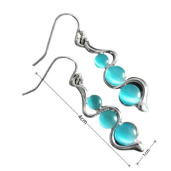 Aqua Wavey Earrings - Picture 5 of 5